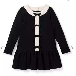 Janie and Jack Girls 2T The Fanfare Bow Dress Black Long Sleeve Ponte Knit New